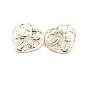 Silver Heart Leaves Earrings